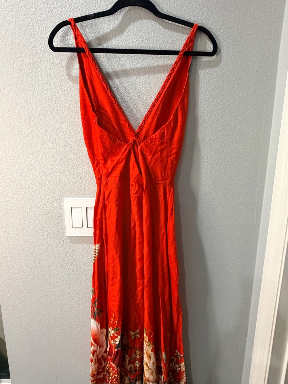 FARM Rio Vibrant Red Floral & Crane Maxi Dress -U- - Picture 6 of 12